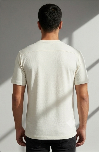Premium Soft-Touch Emblem Tee – Cream