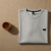 Premium Honeycomb Textured Tee – Light Grey