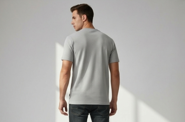 Premium Honeycomb Textured Tee – Light Grey