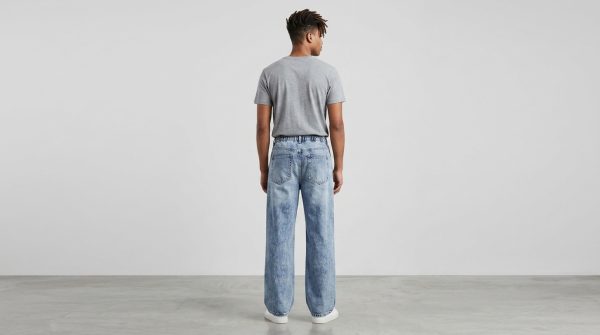 Male_model_wearing_wide-leg_jeans_202606221006 Men’s Casual Drawstring Denim Joggers – Relaxed Fit