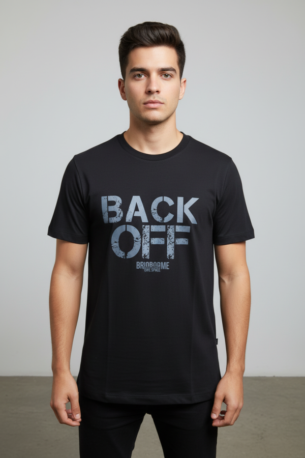 back-off-black-front-model "BACK OFF" Graphic Tee – Black
