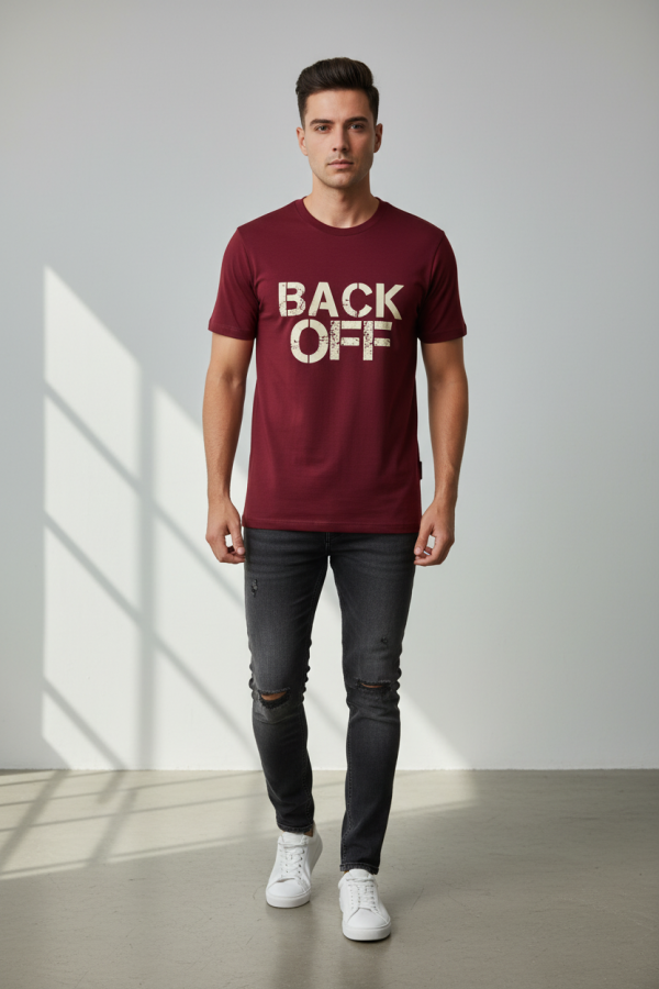 "BACK OFF" Graphic Tee – Maroon