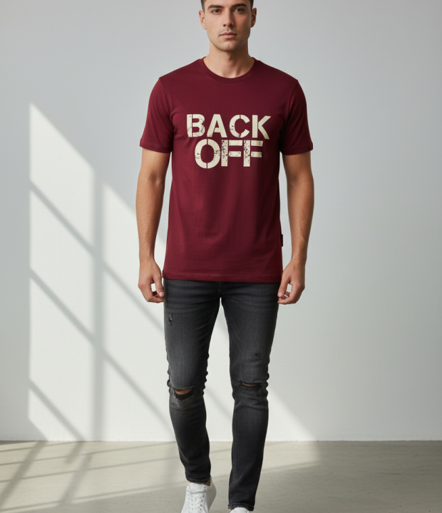 "BACK OFF" Graphic Tee – Maroon