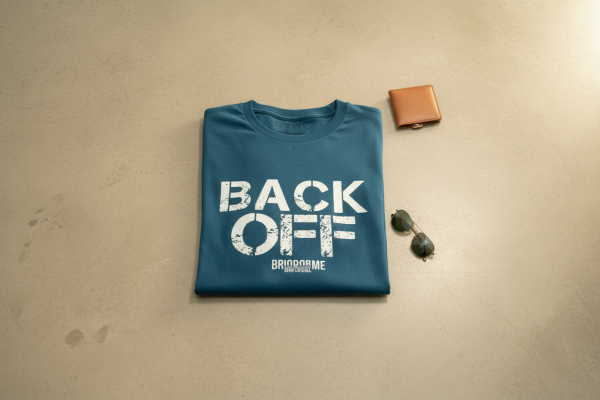 "BACK OFF" Graphic Tee – Teal Blue
