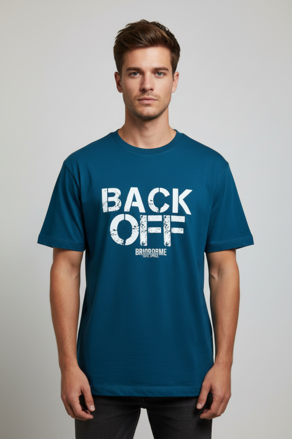 "BACK OFF" Graphic Tee – Teal Blue