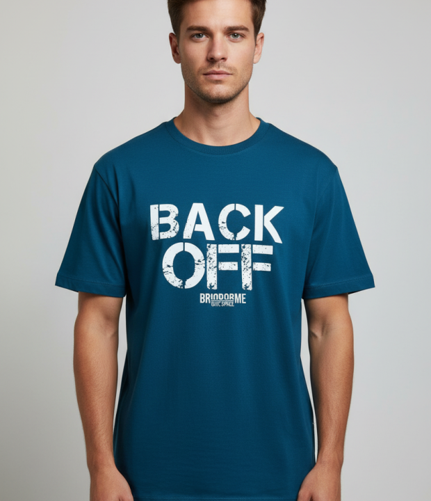 "BACK OFF" Graphic Tee – Teal Blue
