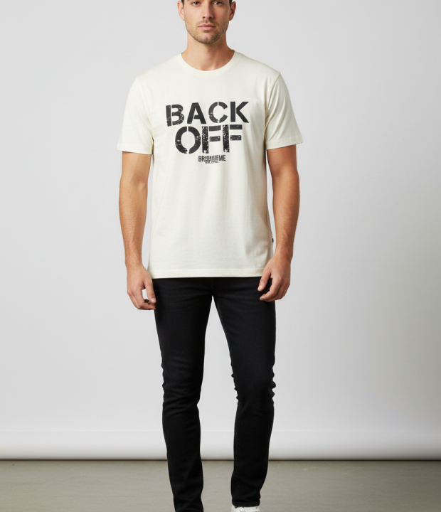 "BACK OFF" Graphic Tee – Cream