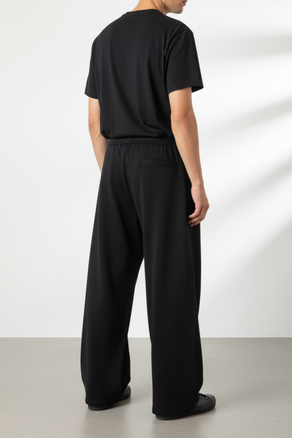 Heavyweight Smooth Baggy Trousers – Black