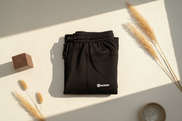 Heavyweight Smooth Baggy Trousers – Black