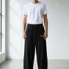 Heavyweight Smooth Baggy Trousers – Black