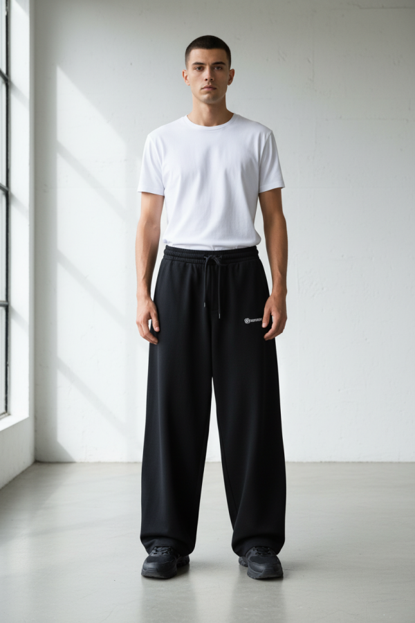 Heavyweight Smooth Baggy Trousers – Black
