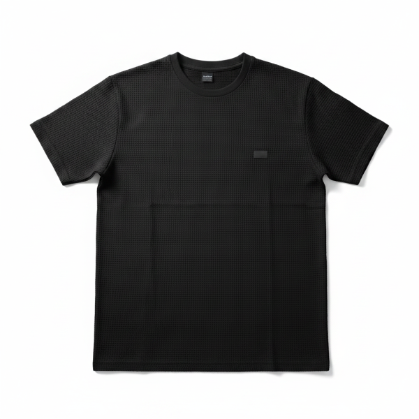 Premium Honeycomb Textured Tee – Black