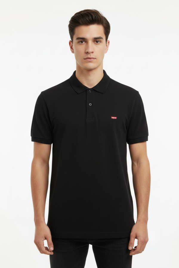 Men's Classic Cotton Polo Tee - Black
