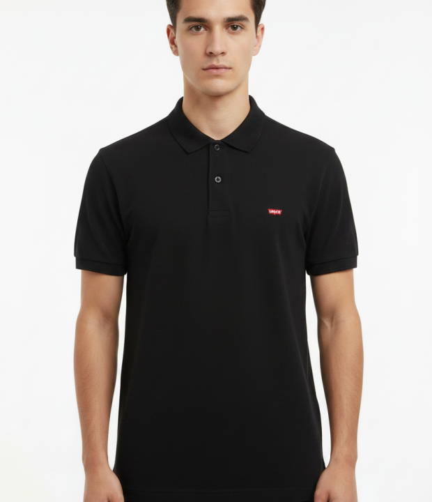 Men's Classic Cotton Polo Tee - Black