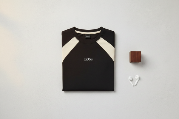 Retro Panel Essential Tee – Black & Cream