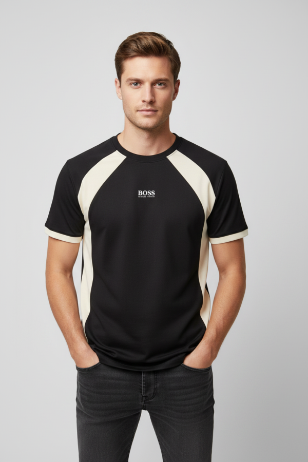 Retro Panel Essential Tee – Black & Cream