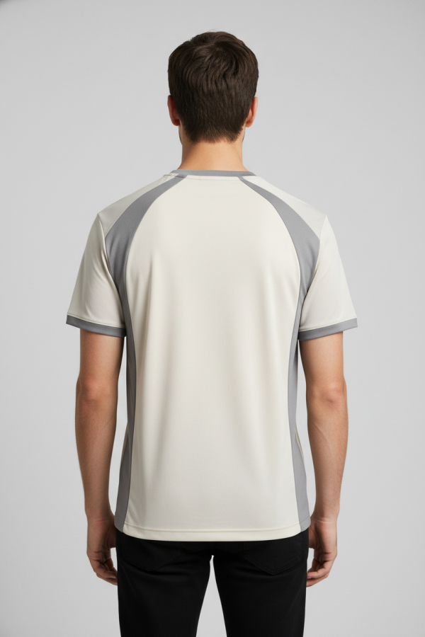 Retro Panel Essential Tee – Cream & Grey
