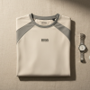 Retro Panel Essential Tee – Cream & Grey