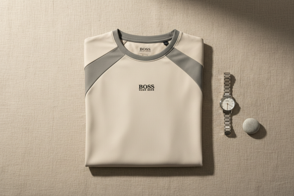 Retro Panel Essential Tee – Cream & Grey