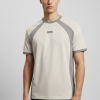 Retro Panel Essential Tee – Cream & Grey