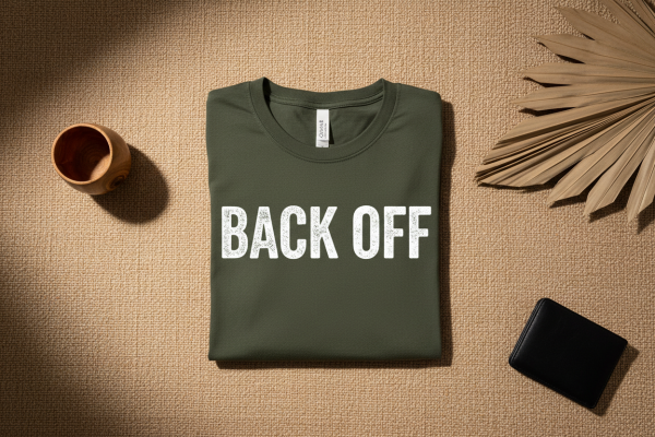"BACK OFF" Graphic Tee – Dark Olive