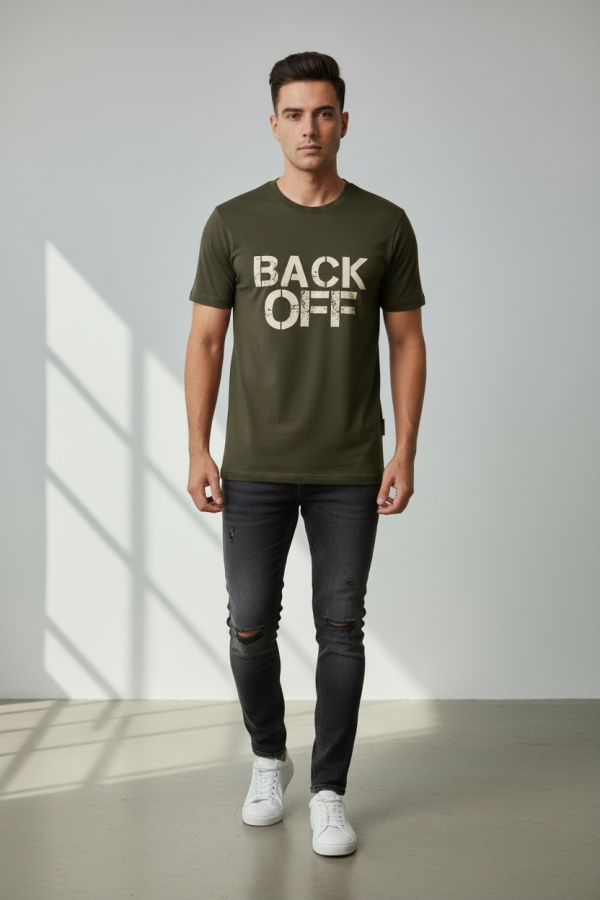 "BACK OFF" Graphic Tee – Dark Olive