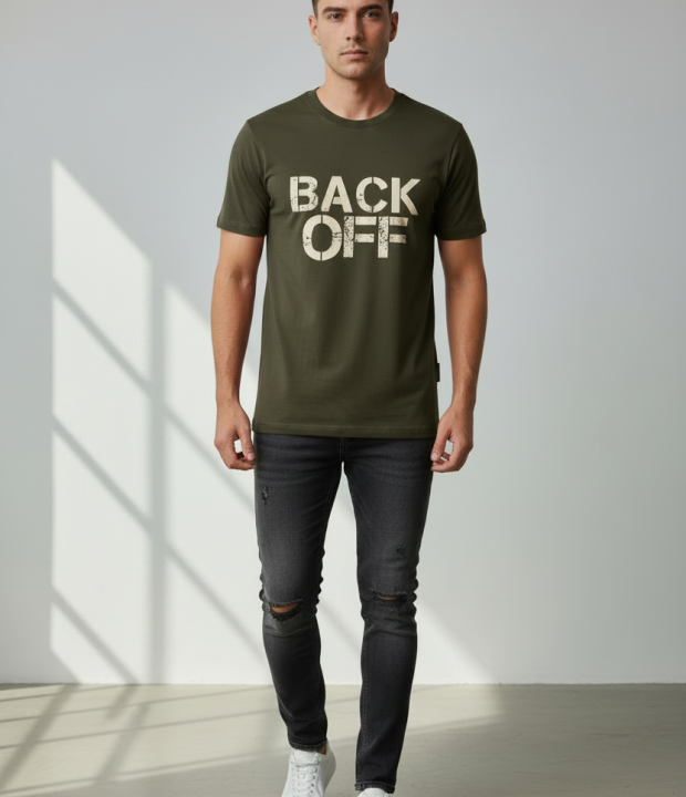 "BACK OFF" Graphic Tee – Dark Olive