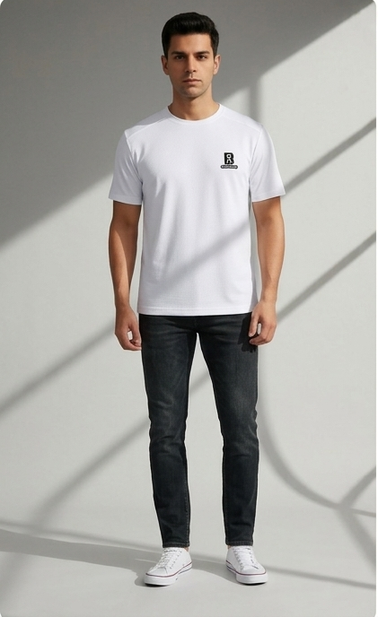 Premium Soft-Touch Emblem Tee – White