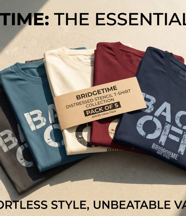 Advertisement_image_of_t-shirts_2K_202607011804 "BACK OFF" Statement 5-Pack